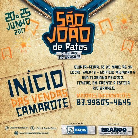 Prefeitura inicia venda de camarotes para o São João de Patos 2017 nesta quinta (18). VEJA O REGULAMENTO