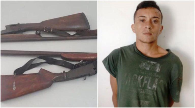 Polícia Militar prende jovem com armas de fogo na zona rural de Patos
