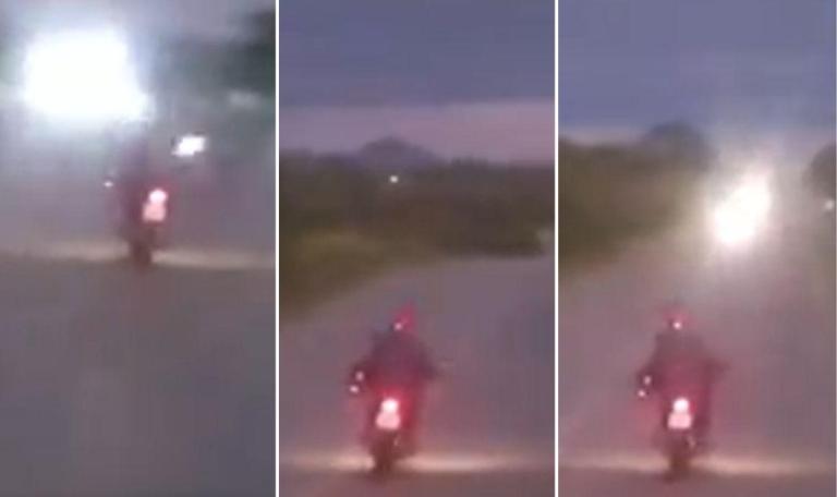 Homem é filmado em motocicleta fazendo zig-zag na entrada entre Quixaba e BR-230 na manhã deste domingo (22). Veja o vídeo