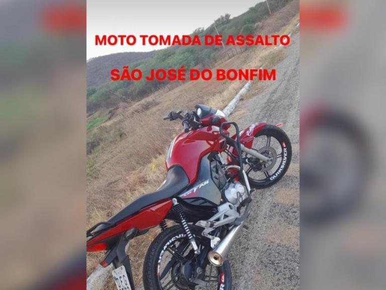 Mais uma motocicleta é tomada de assalto em São José do Bonfim; fato ocorreu na noite desta quarta-feira (10)