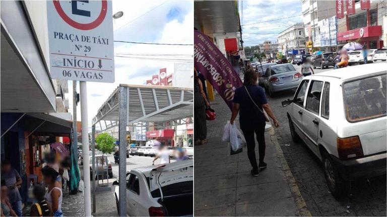 Taxistas denunciam ocupação irregular de vagas na Praça de Táxi da Rua Bossuet Wanderley, no Centro de Patos; STTRANS diz que irá ao local