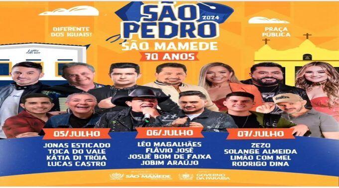 Prefeitura de São Mamede divulga programação do “São Pedro Diferente dos Iguais”